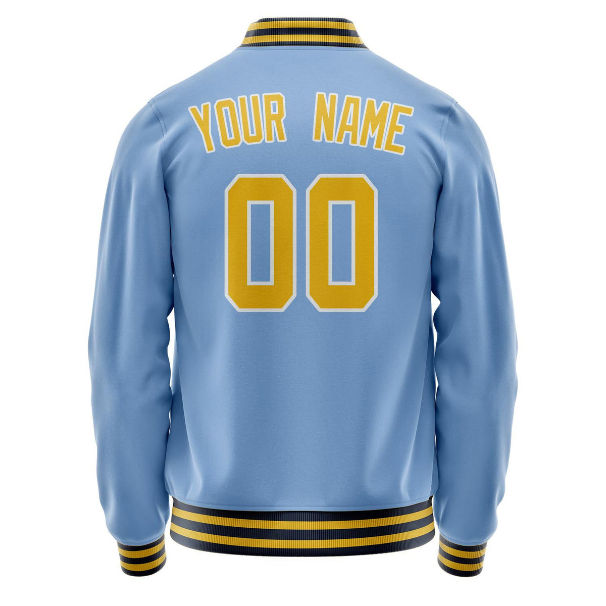 Custom Light-Blue Gold Solid Color Varsity Letterman Jacket JA02240617JC260