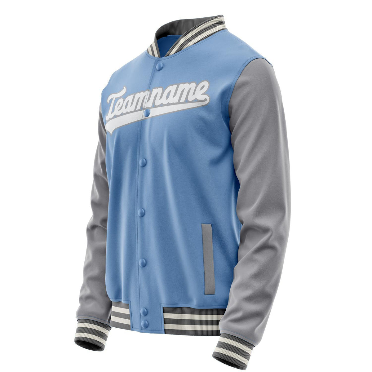 Custom Light-Blue Gray Solid Color Varsity Letterman Jacket JA02240617JC261