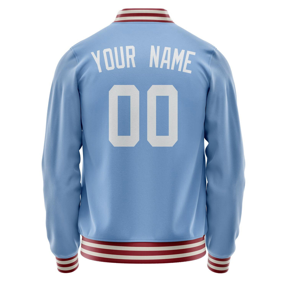 Custom Light-Blue White Solid Color Varsity Letterman Jacket JA02240617JC262