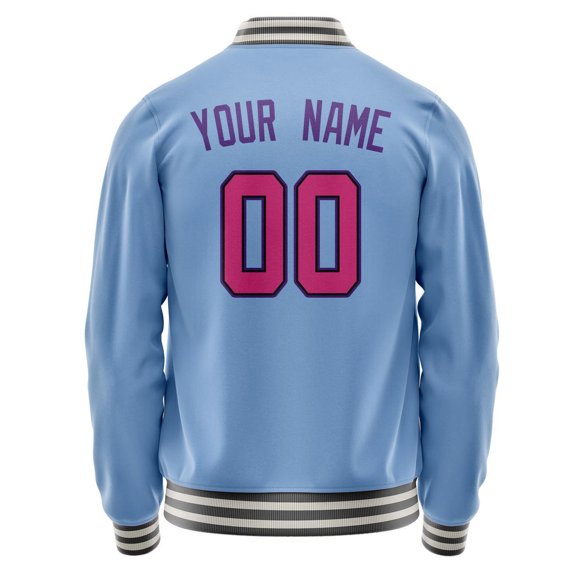 Custom Light-Blue Purple Solid Color Varsity Letterman Jacket JA02240617JC265