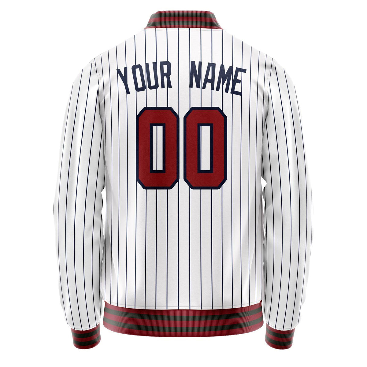 Custom White Red Black Pinstripe Varsity Letterman Jacket JA02240617JC482