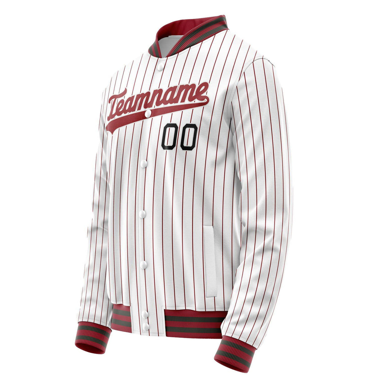 Custom White Red Red Pinstripe Varsity Letterman Jacket JA02240617JC485