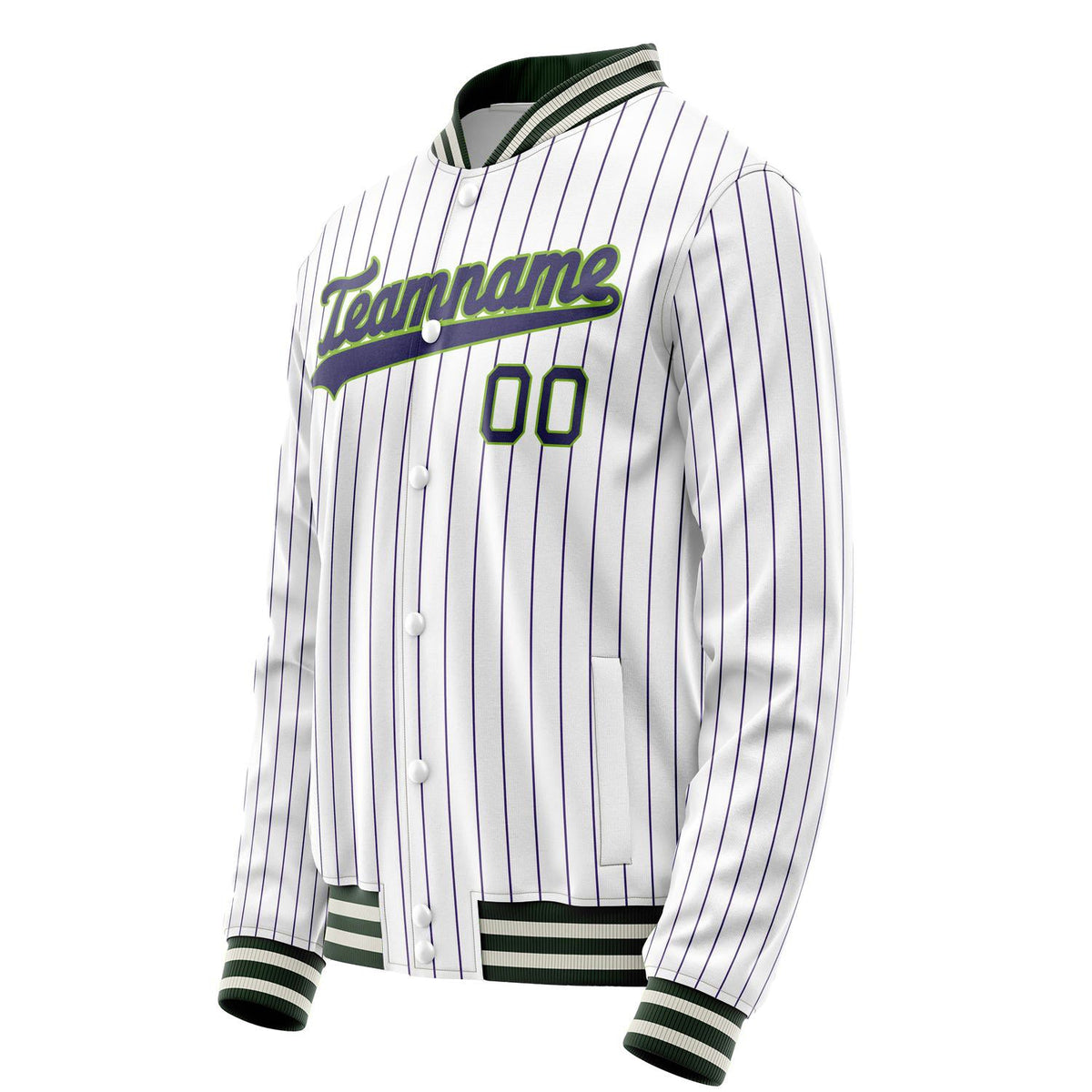 Custom White Navy Purple Pinstripe Varsity Letterman Jacket JA02240617JC487