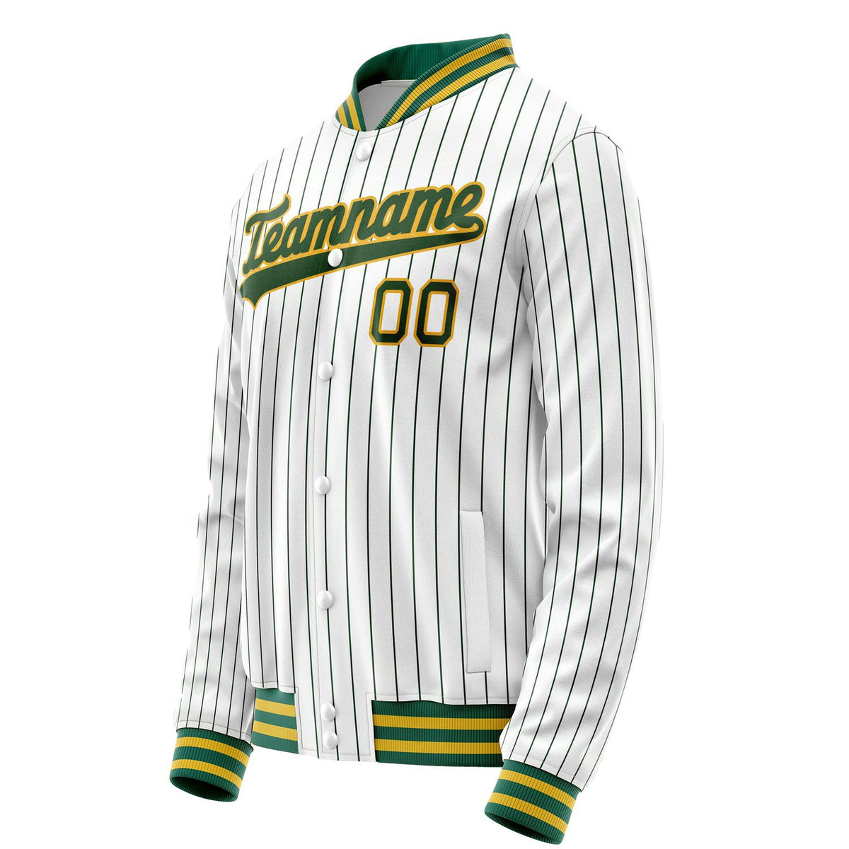 Custom White Kelly-Green Kelly Green Pinstripe Varsity Letterman Jacket JA02240617JC498