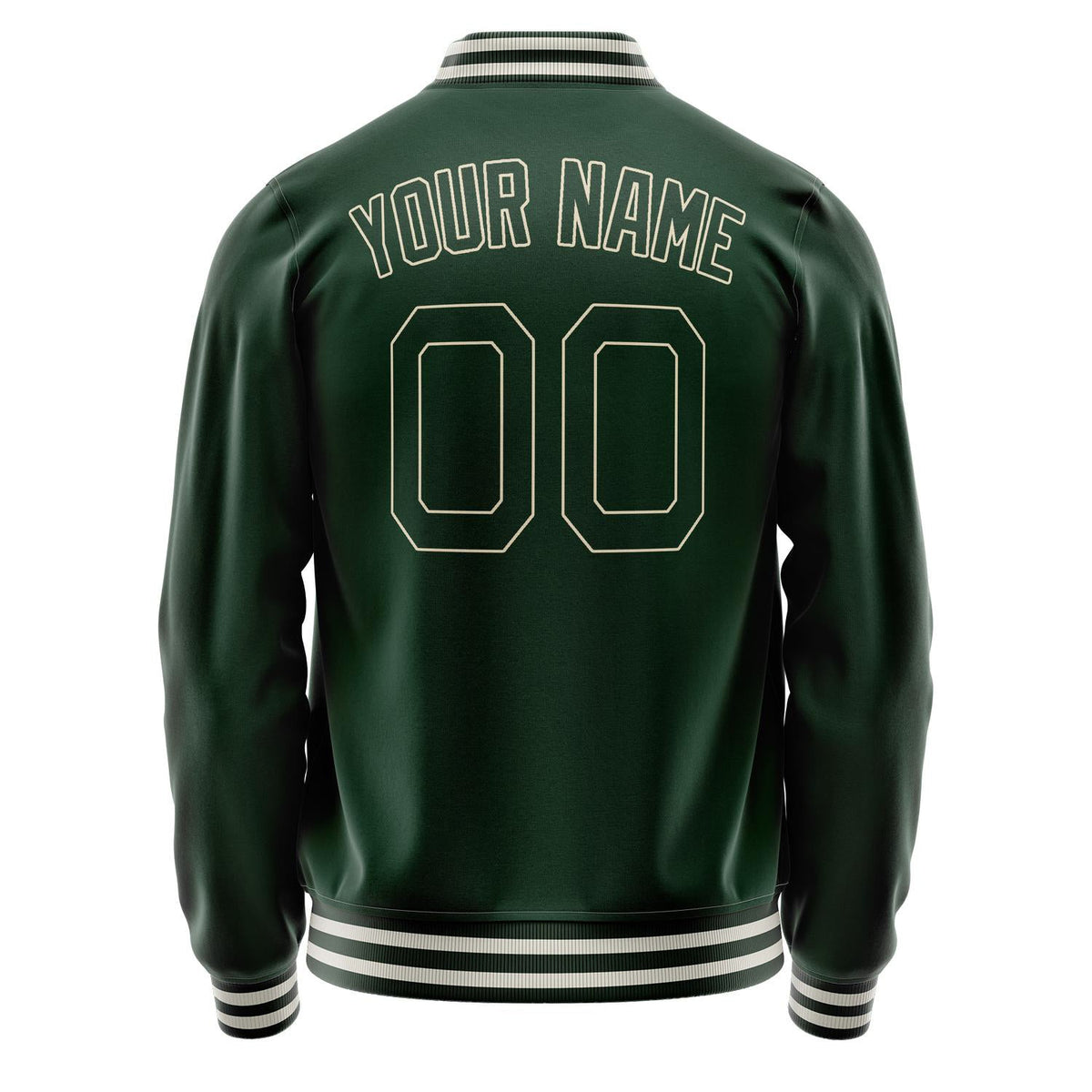 Custom Green Cream Solid Color Varsity Letterman Jacket JA02240617JG187