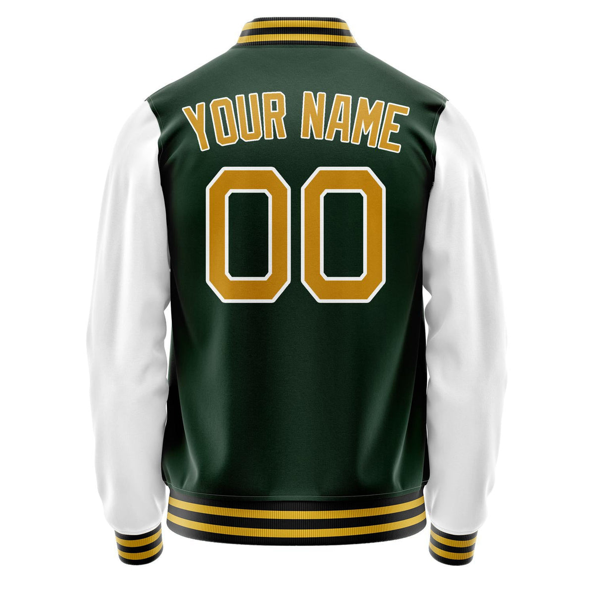 Custom Green Gold Solid Color Varsity Letterman Jacket JA02240617JG191