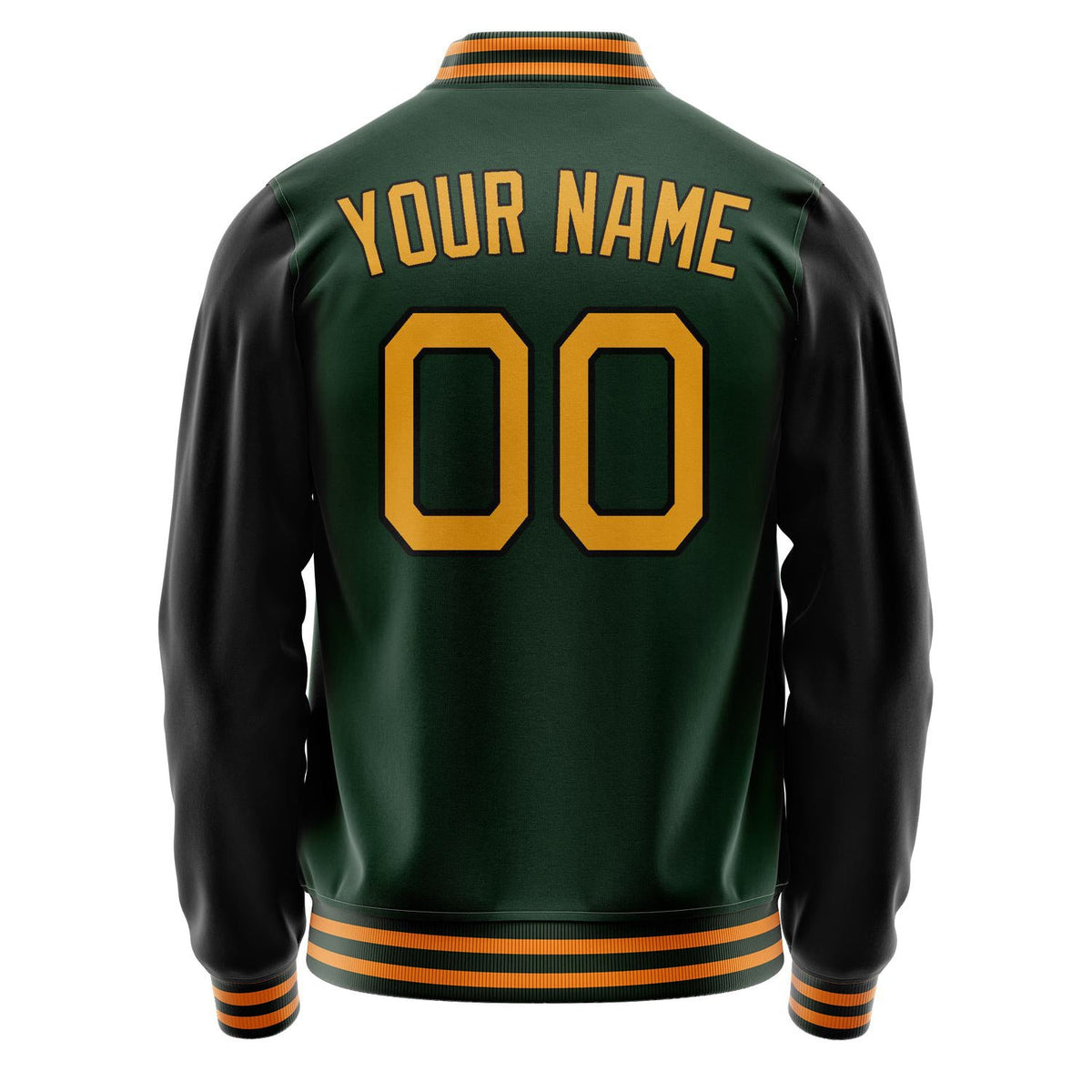 Custom Green Gold Solid Color Varsity Letterman Jacket JA02240617JG194