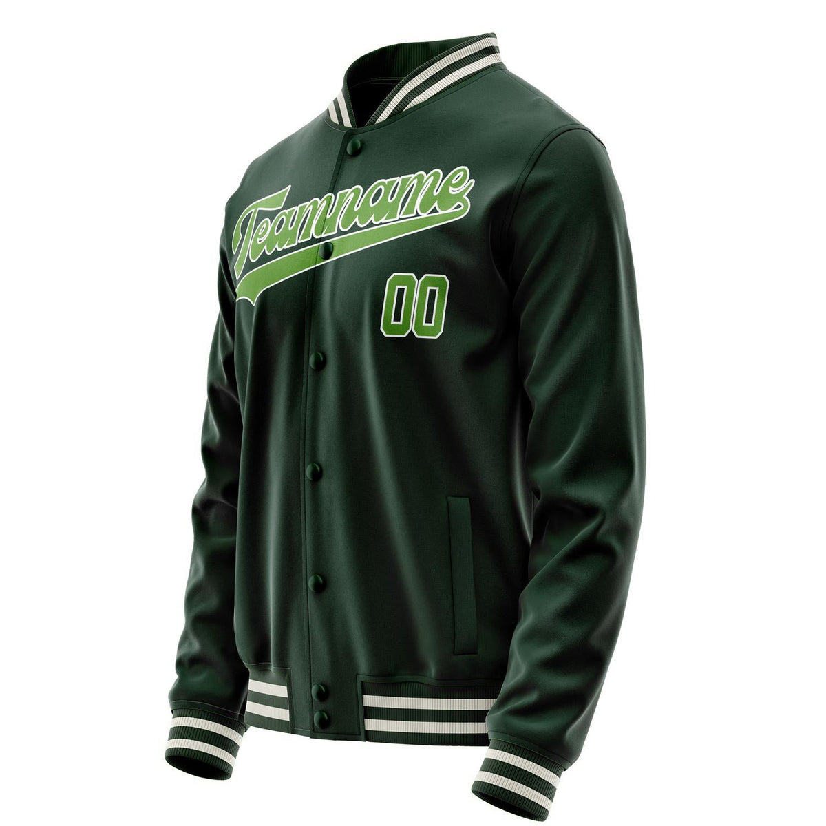 Custom Green Neon-Green Solid Color Varsity Letterman Jacket JA02240617JG196