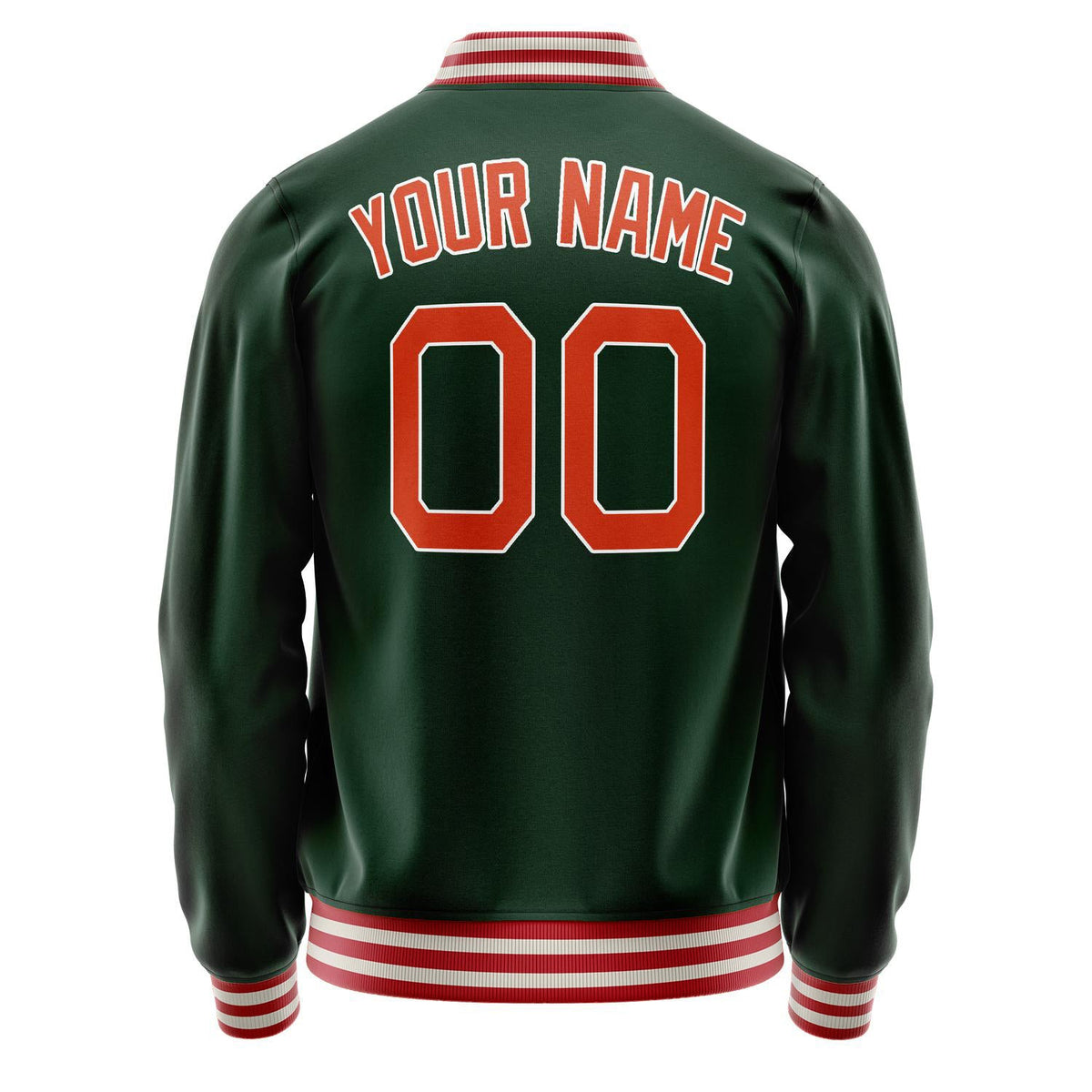 Custom Green Orange Solid Color Varsity Letterman Jacket JA02240617JG203