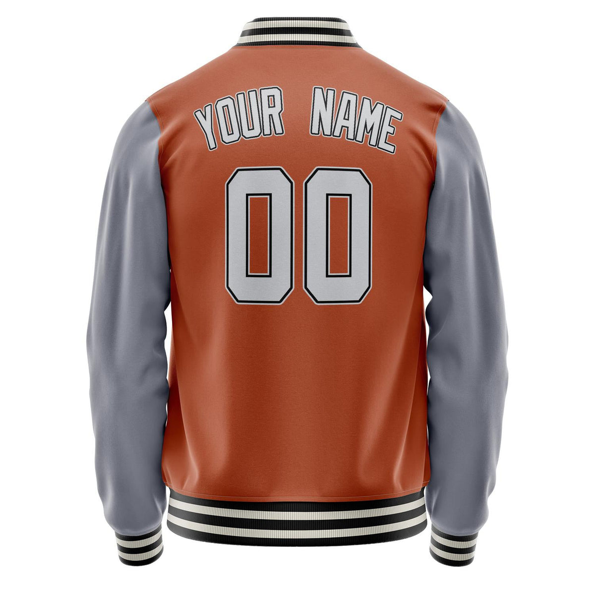 Custom Texas-Orange Gray Solid Color Varsity Letterman Jacket JA02240617JG417