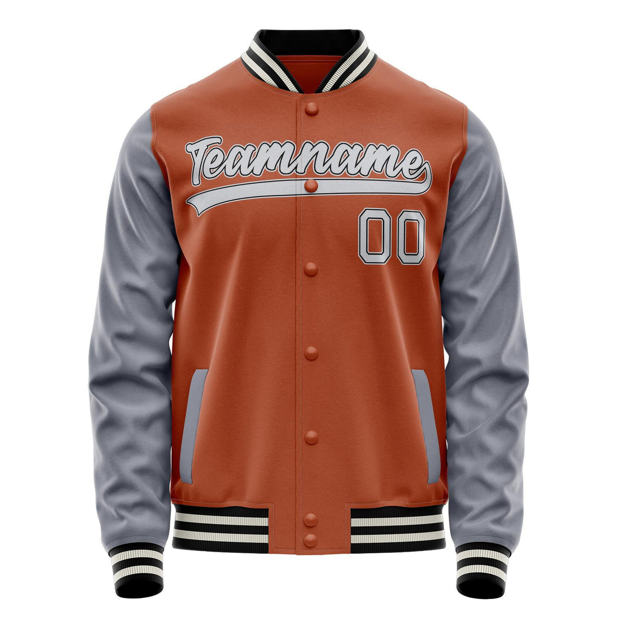 Custom Texas-Orange Gray Solid Color Varsity Letterman Jacket JA02240617JG417