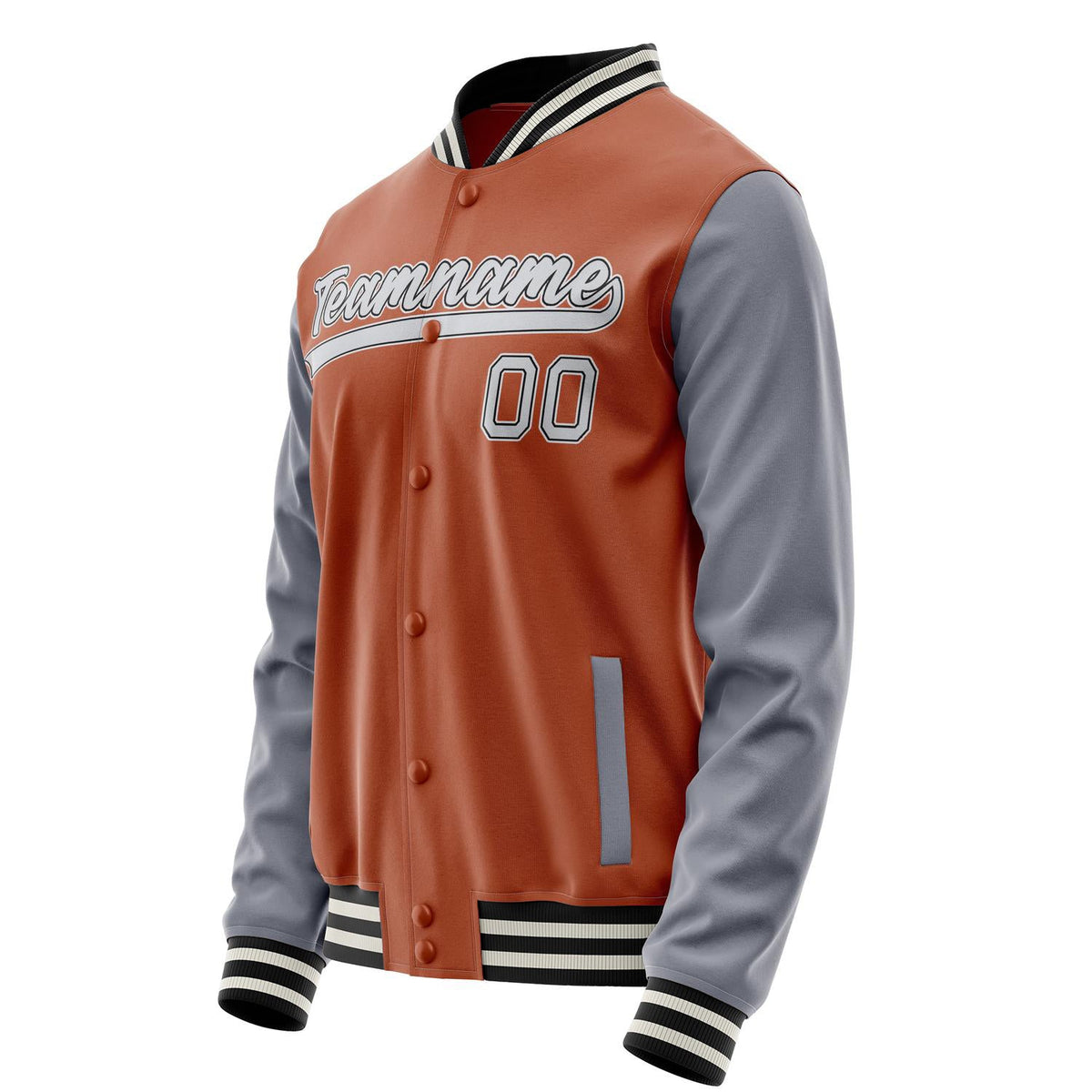 Custom Texas-Orange Gray Solid Color Varsity Letterman Jacket JA02240617JG417