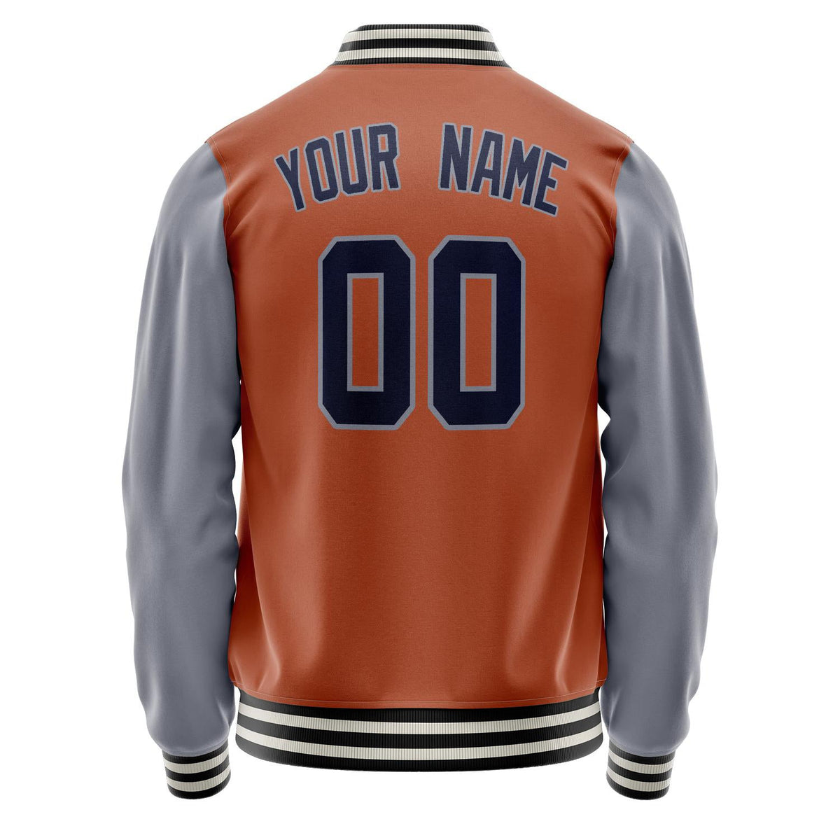 Custom Texas-Orange Gray Solid Color Varsity Letterman Jacket JA02240617JG418