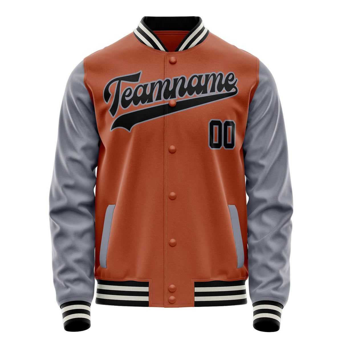 Custom Texas-Orange Gray Solid Color Varsity Letterman Jacket JA02240617JG418