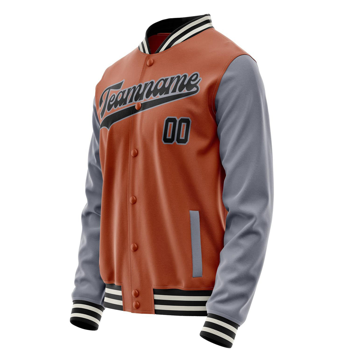 Custom Texas-Orange Gray Solid Color Varsity Letterman Jacket JA02240617JG418