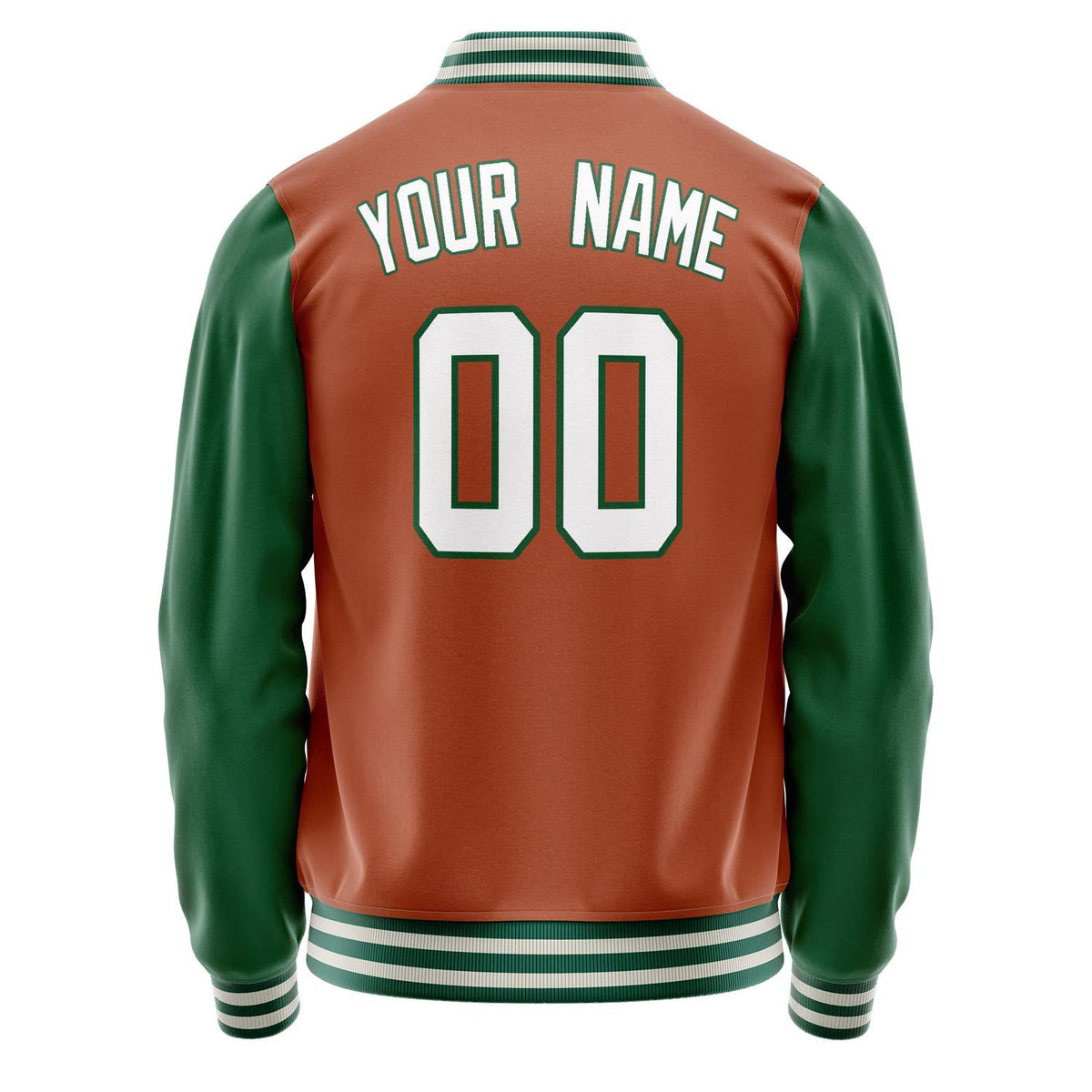 Custom Texas-Orange Kelly-Green Solid Color Varsity Letterman Jacket JA02240617JG419