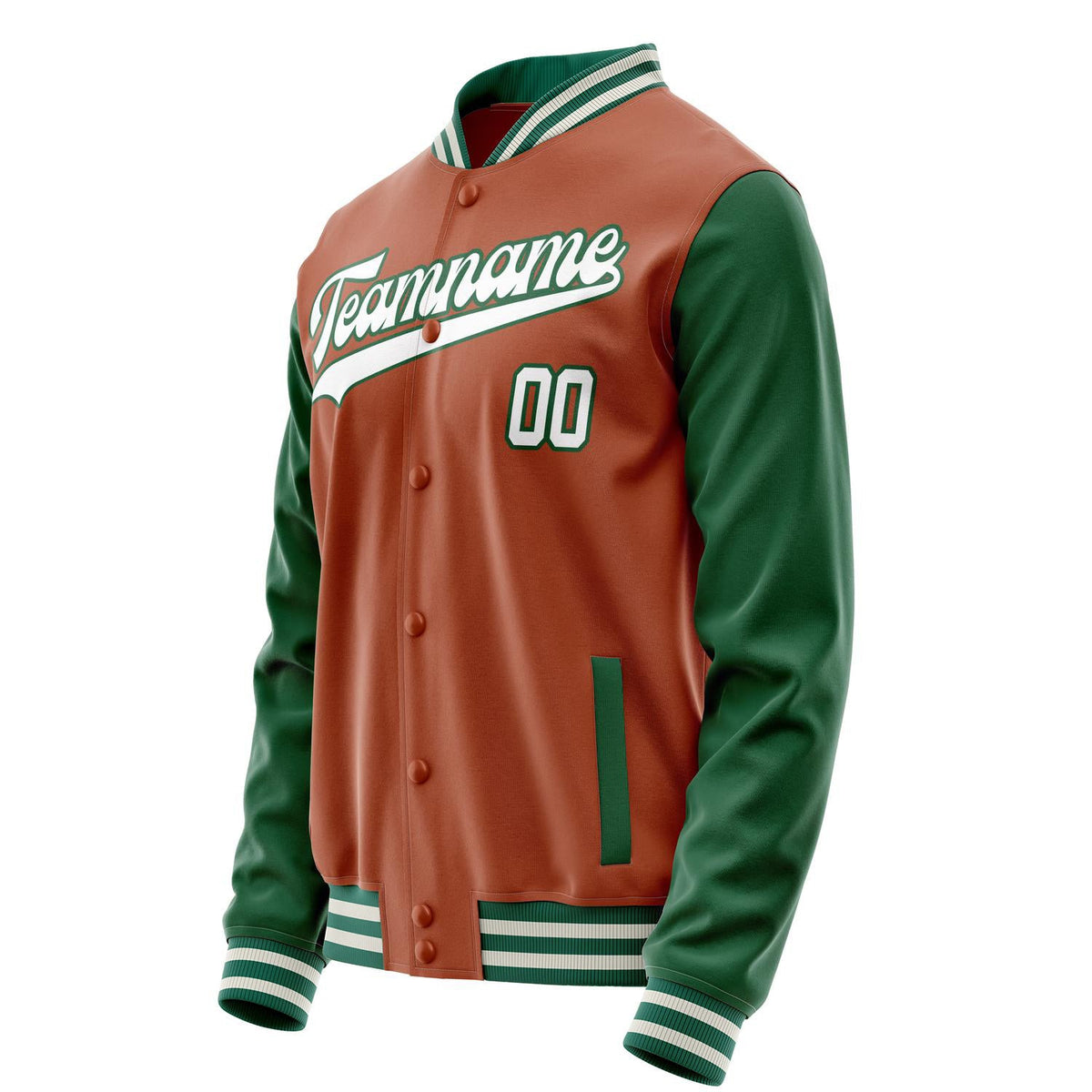 Custom Texas-Orange Kelly-Green Solid Color Varsity Letterman Jacket JA02240617JG419