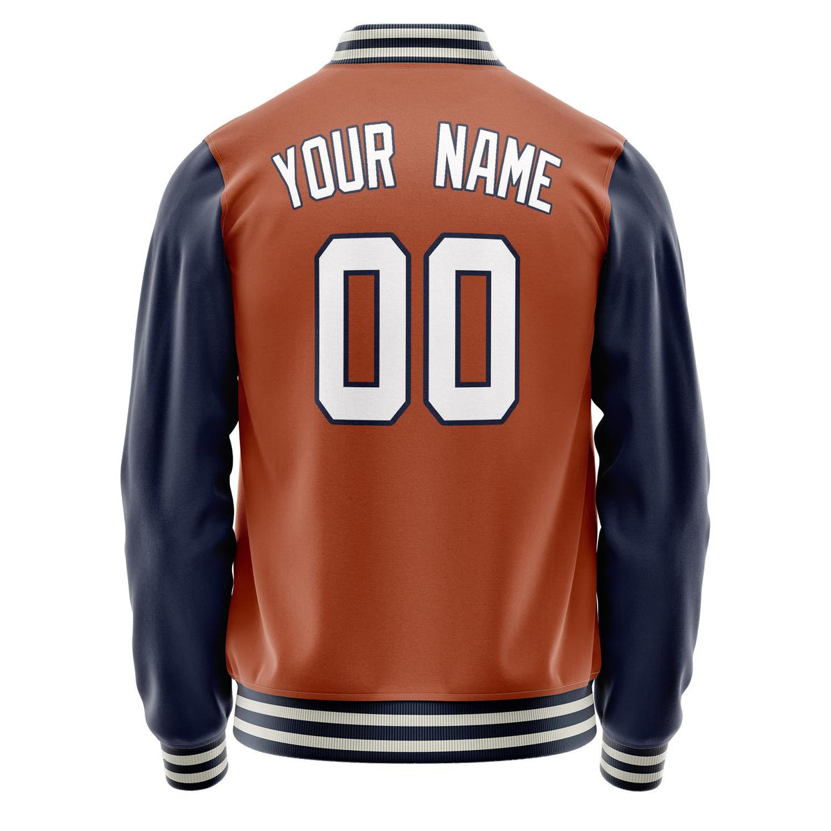 Custom Texas-Orange Navy Solid Color Varsity Letterman Jacket JA02240617JG420