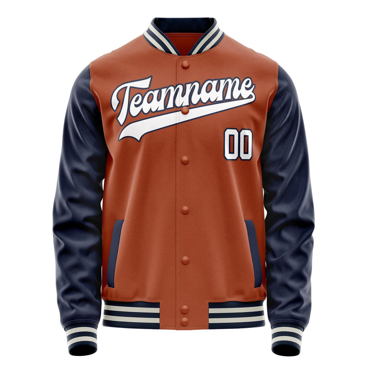 Custom Texas-Orange Navy Solid Color Varsity Letterman Jacket JA02240617JG420