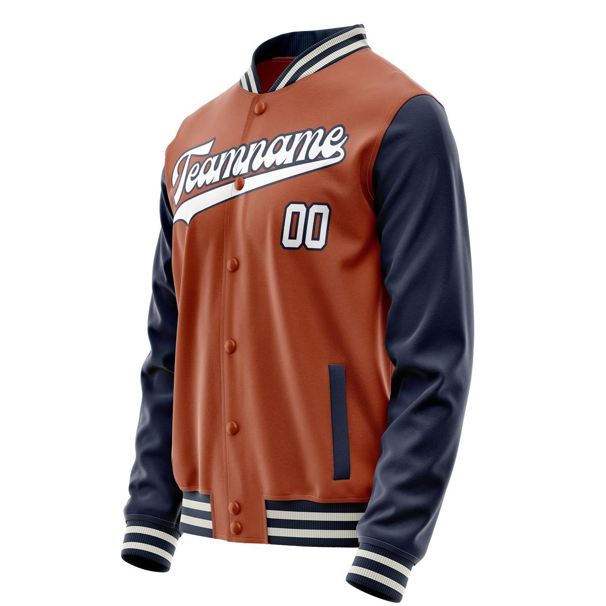 Custom Texas-Orange Navy Solid Color Varsity Letterman Jacket JA02240617JG420