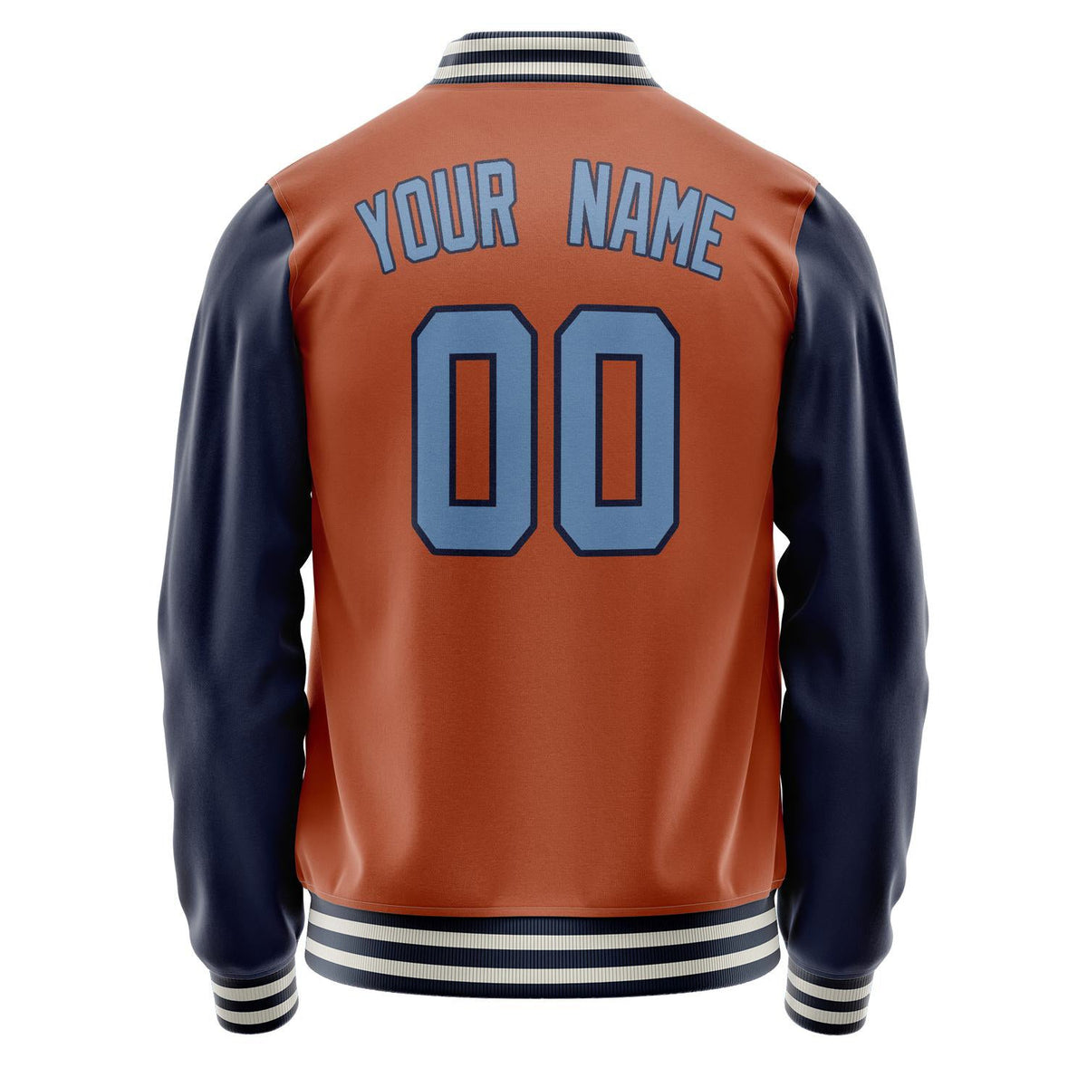 Custom Texas-Orange Navy Solid Color Varsity Letterman Jacket JA02240617JG421