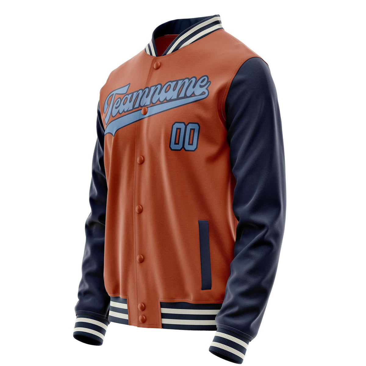 Custom Texas-Orange Navy Solid Color Varsity Letterman Jacket JA02240617JG421