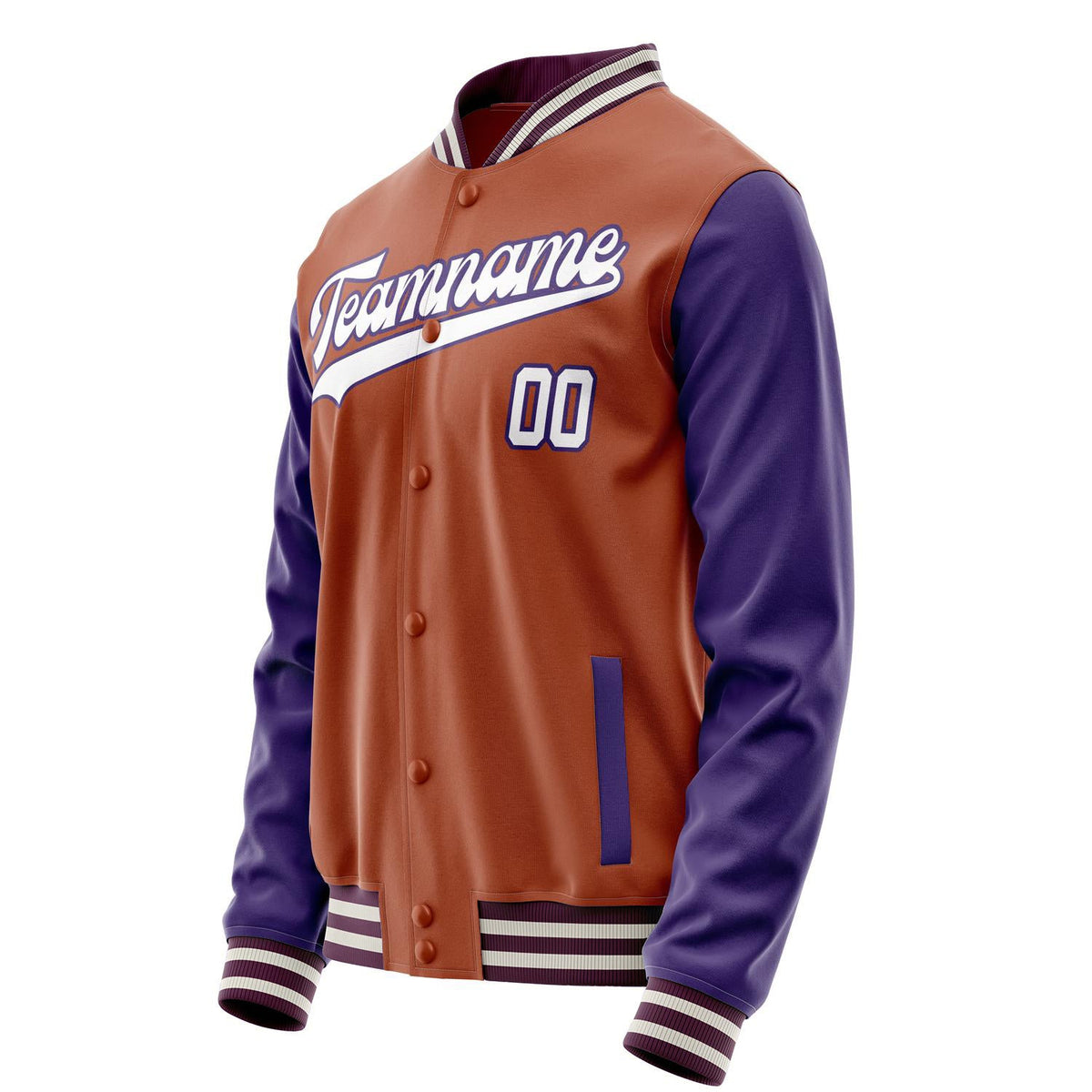 Custom Texas-Orange Purple Solid Color Varsity Letterman Jacket JA02240617JG422