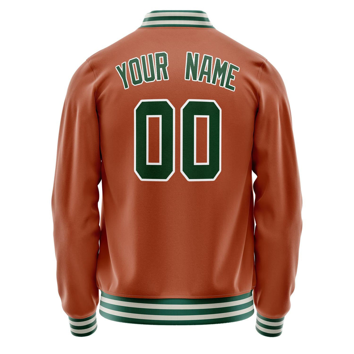 Custom Texas-Orange Kelly-Green Solid Color Varsity Letterman Jacket JA02240617JG423