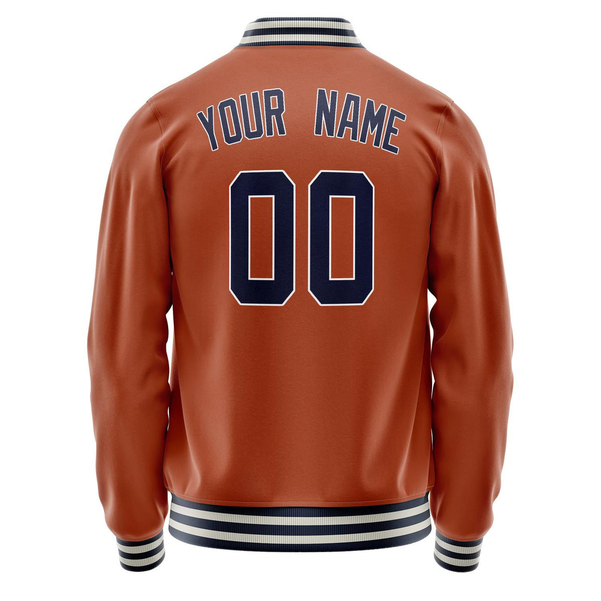 Custom Texas-Orange Navy Solid Color Varsity Letterman Jacket JA02240617JG428