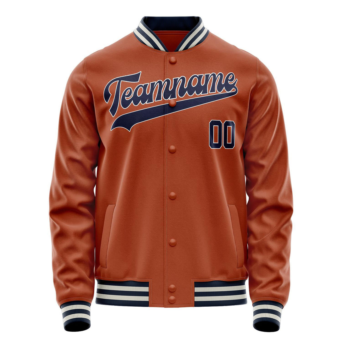 Custom Texas-Orange Navy Solid Color Varsity Letterman Jacket JA02240617JG428