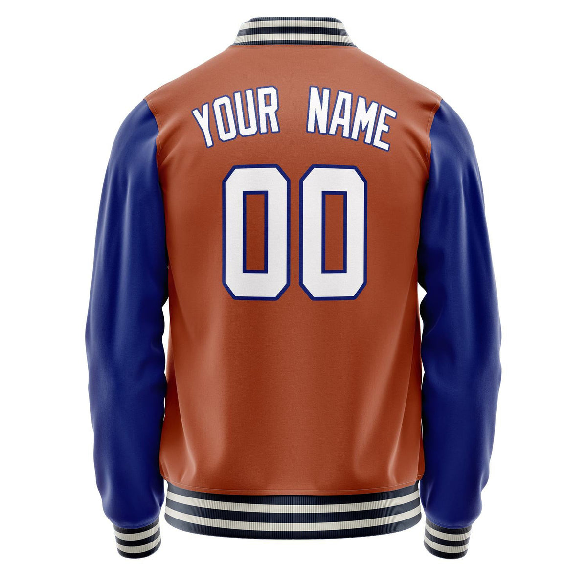 Custom Texas-Orange Royal Solid Color Varsity Letterman Jacket JA02240617JG429