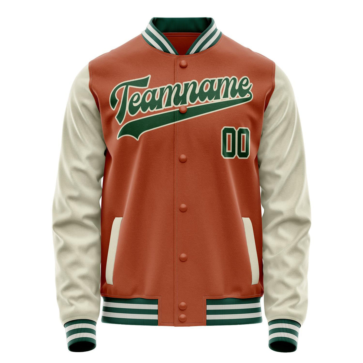 Custom Texas-Orange Cream Solid Color Varsity Letterman Jacket JA02240617JG430