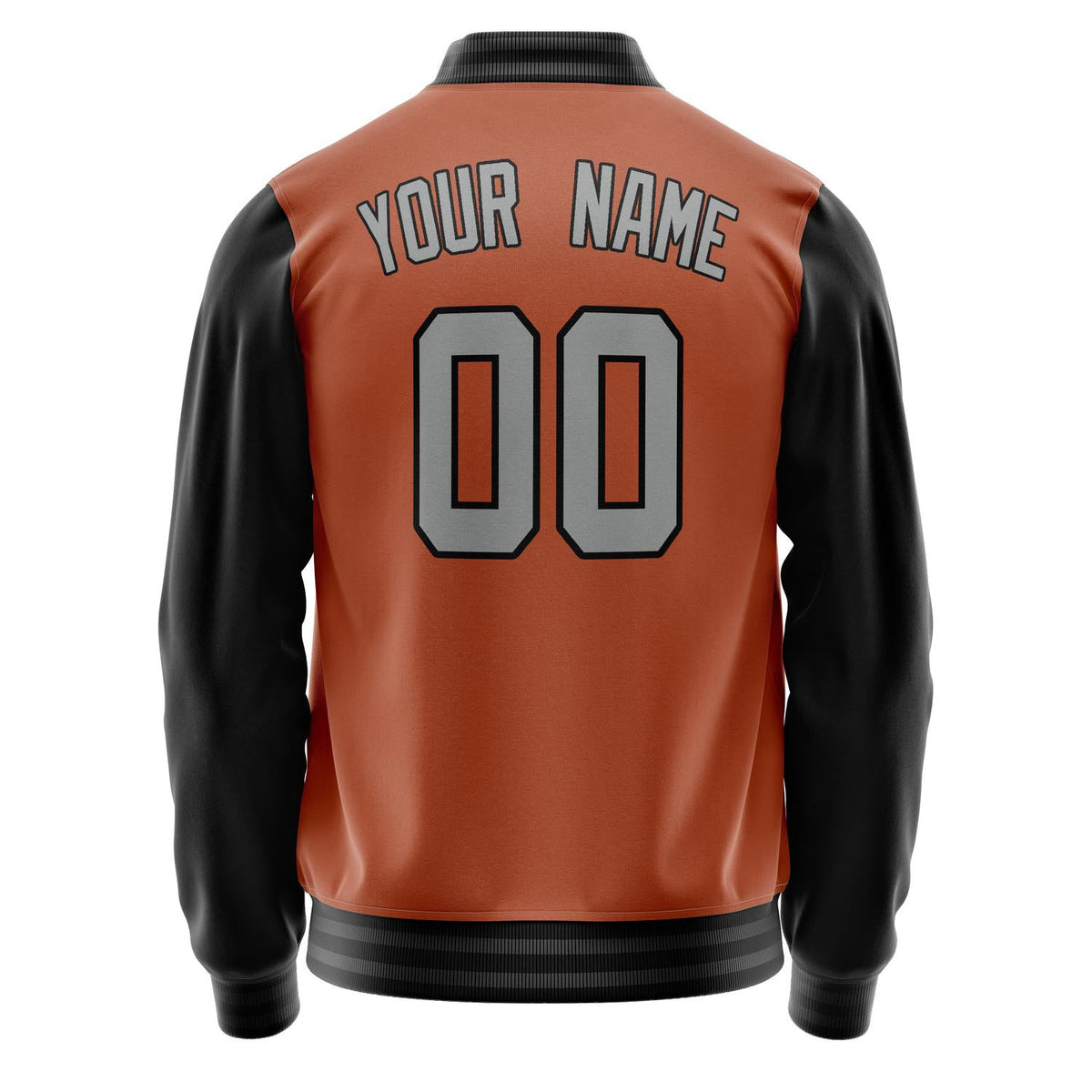 Custom Texas-Orange Black Solid Color Varsity Letterman Jacket JA02240617JG431