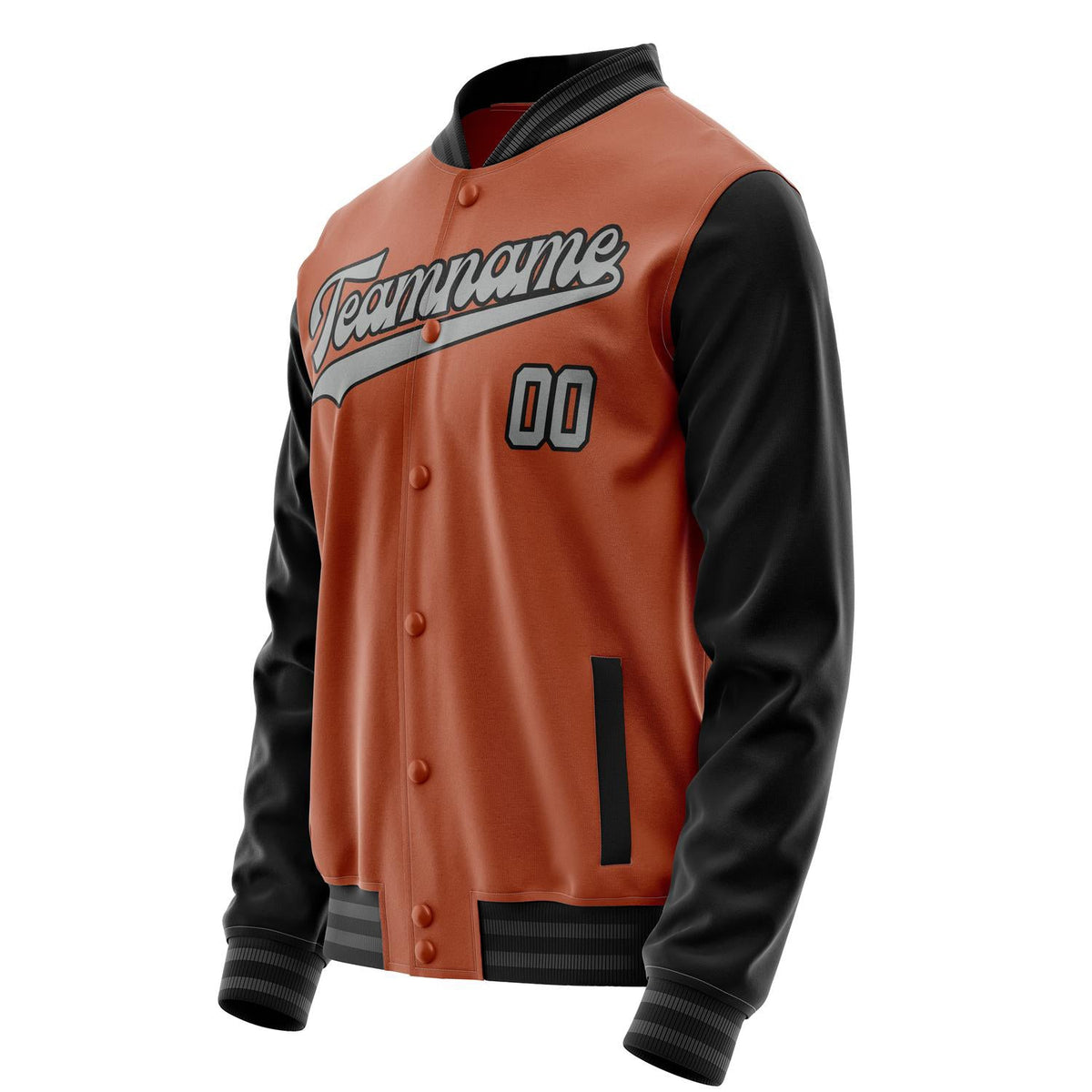 Custom Texas-Orange Black Solid Color Varsity Letterman Jacket JA02240617JG431