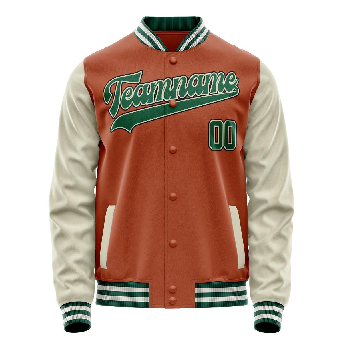 Custom Texas-Orange Cream Solid Color Varsity Letterman Jacket JA02240617JG432