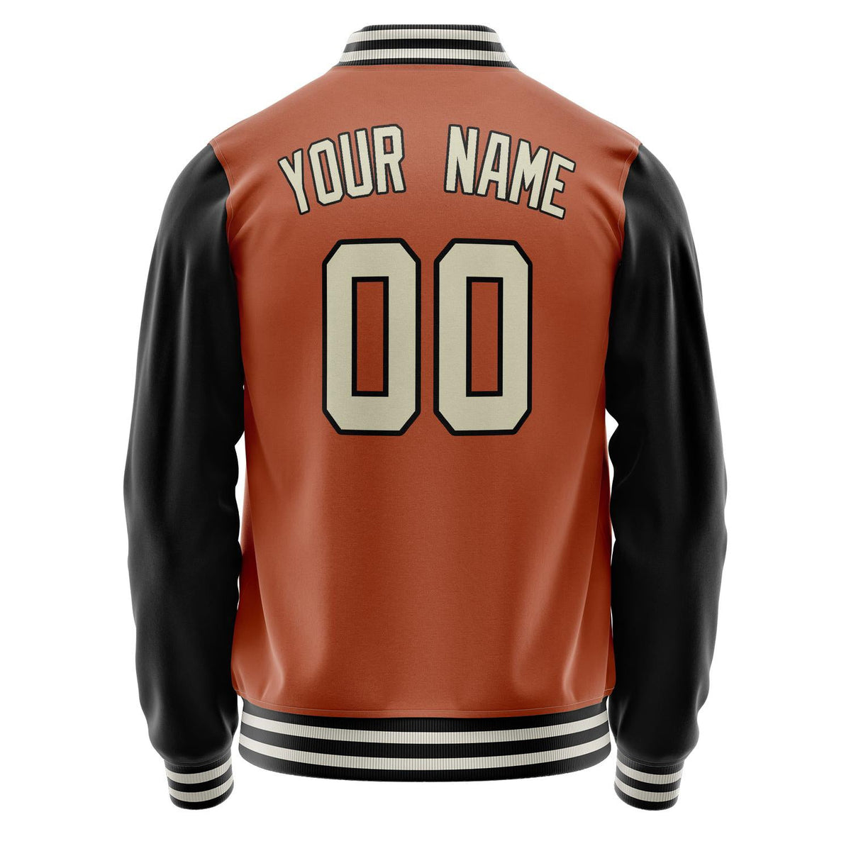 Custom Texas-Orange Black Solid Color Varsity Letterman Jacket JA02240617JG433