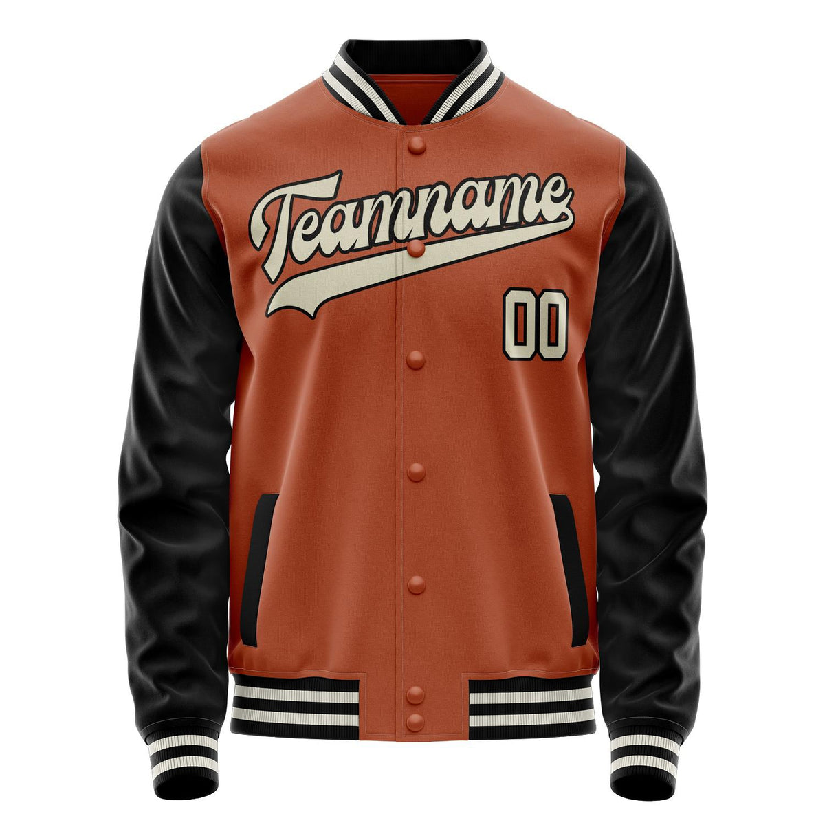 Custom Texas-Orange Black Solid Color Varsity Letterman Jacket JA02240617JG433