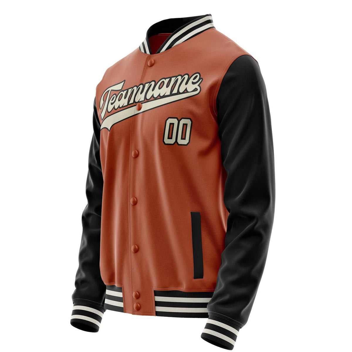 Custom Texas-Orange Black Solid Color Varsity Letterman Jacket JA02240617JG433