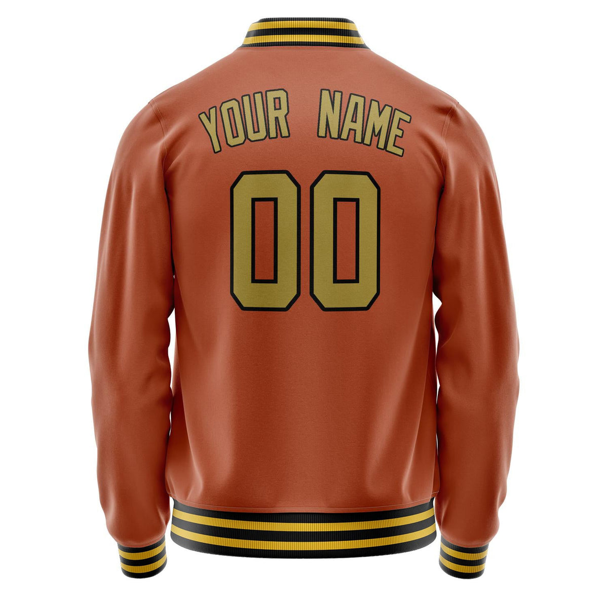 Custom Texas-Orange Old-Gold Solid Color Varsity Letterman Jacket JA02240617JG435