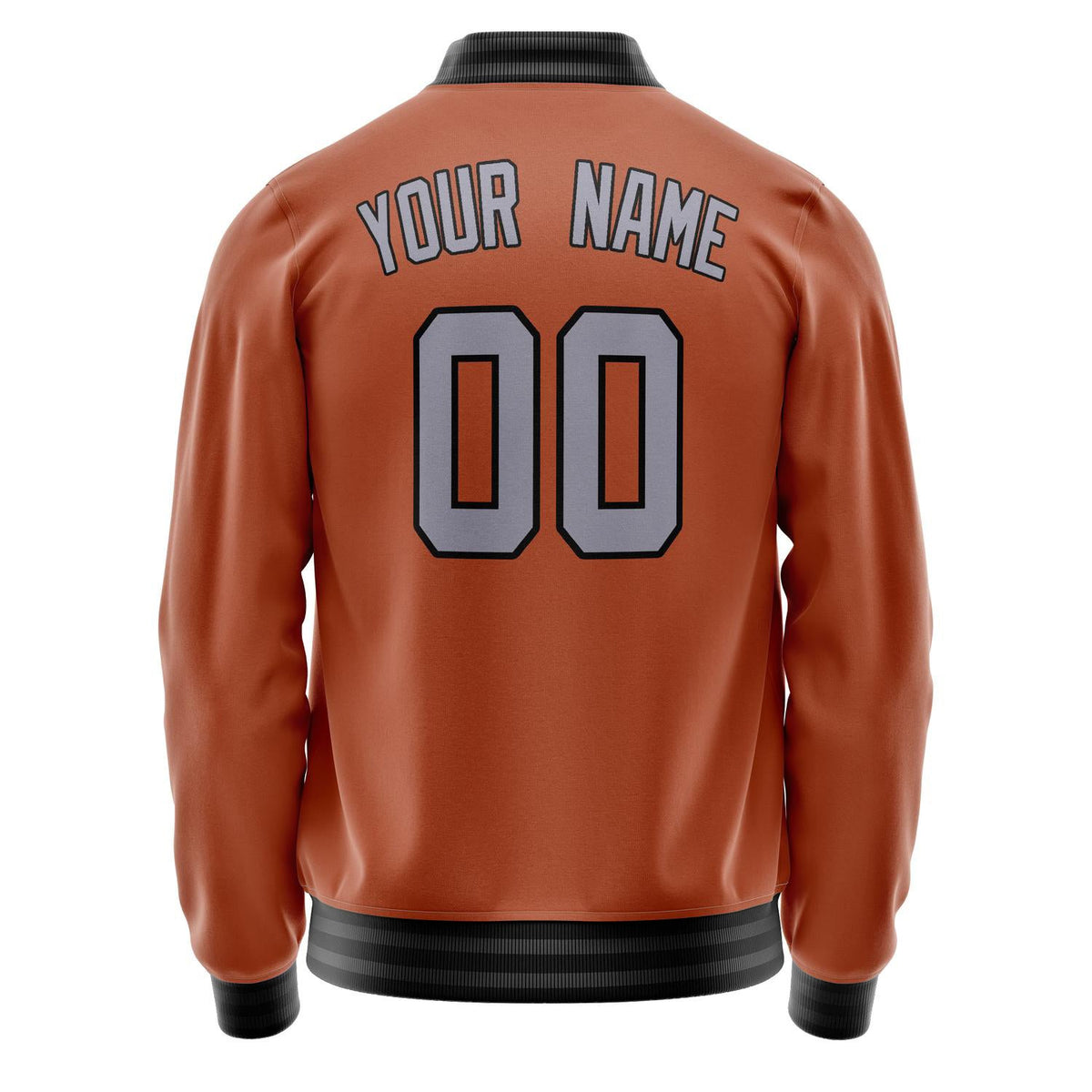 Custom Texas-Orange Gray Solid Color Varsity Letterman Jacket JA02240617JG437