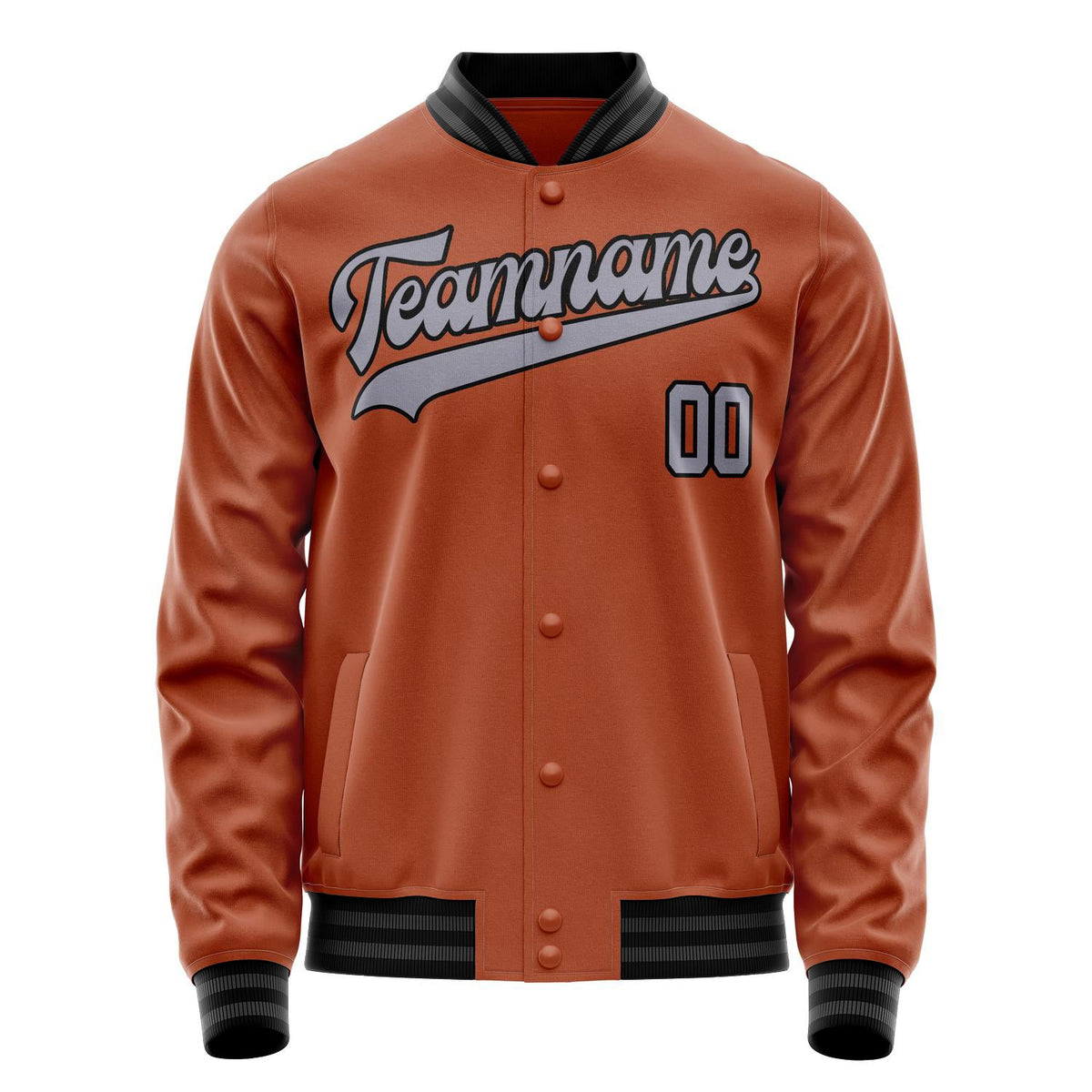 Custom Texas-Orange Gray Solid Color Varsity Letterman Jacket JA02240617JG437