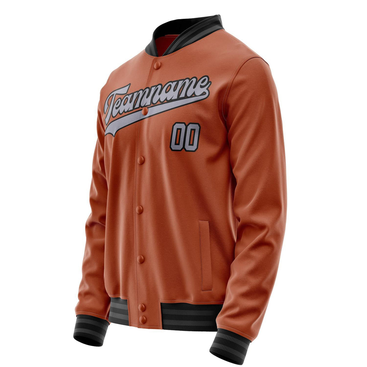 Custom Texas-Orange Gray Solid Color Varsity Letterman Jacket JA02240617JG437