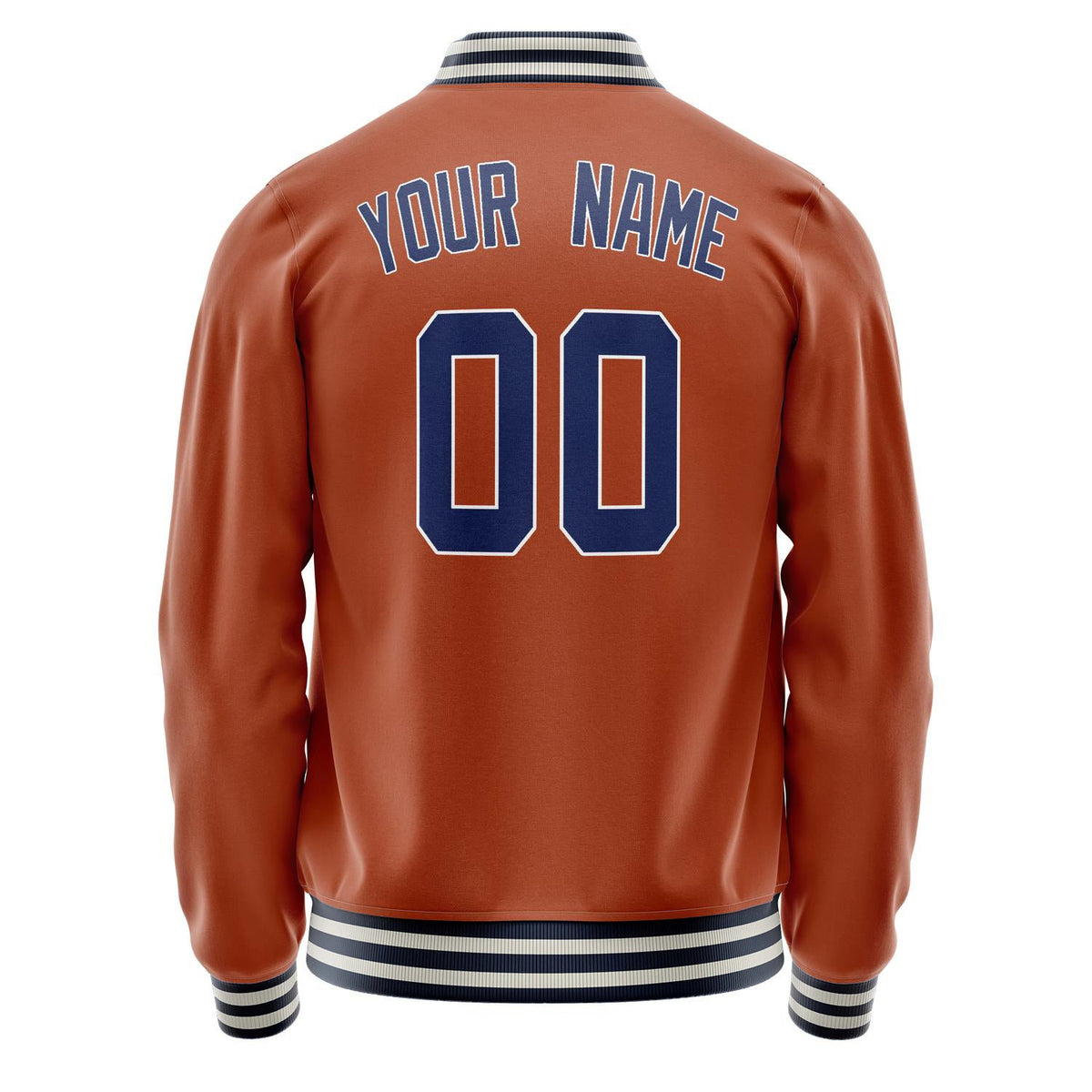 Custom Texas-Orange Navy Solid Color Varsity Letterman Jacket JA02240617JG439