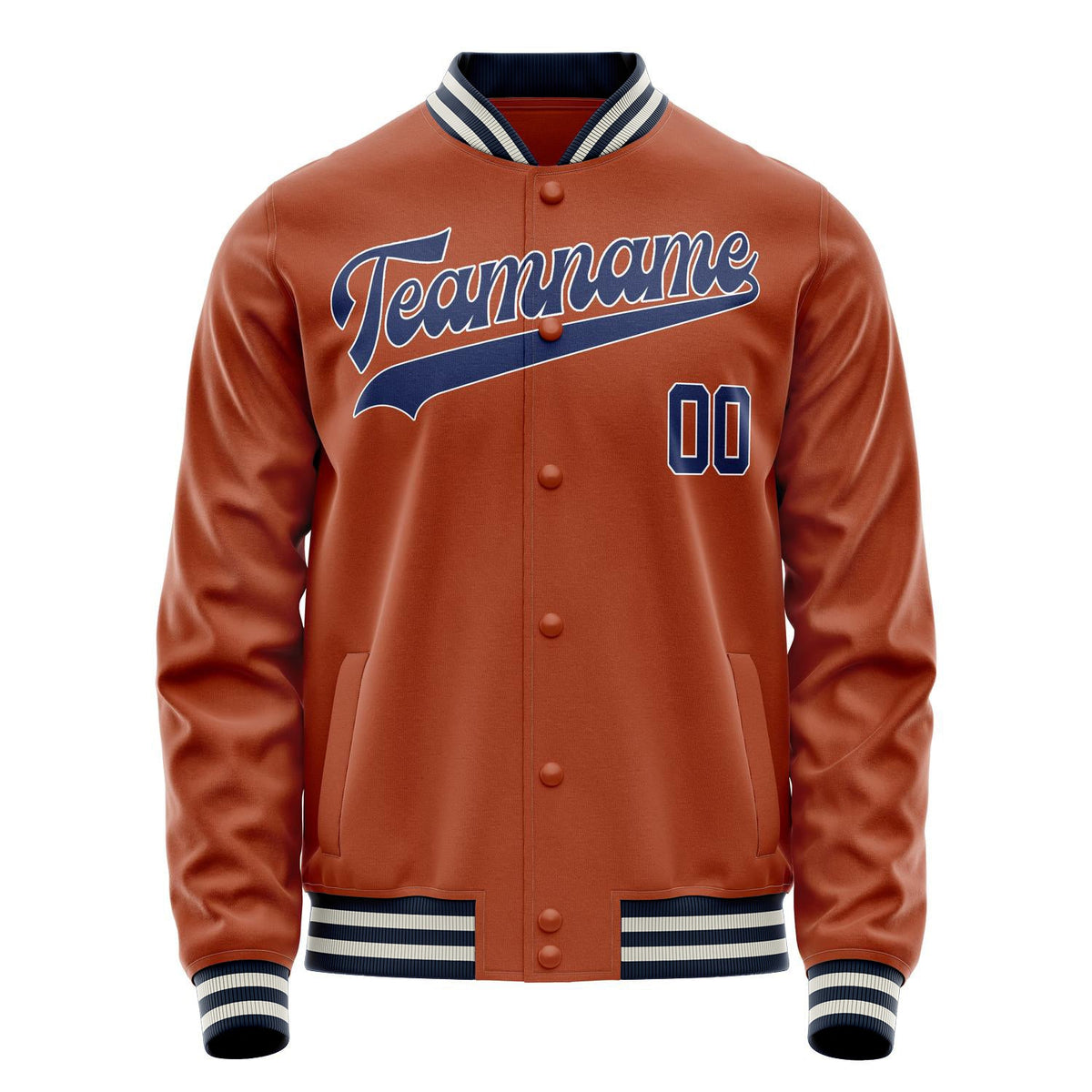 Custom Texas-Orange Navy Solid Color Varsity Letterman Jacket JA02240617JG439