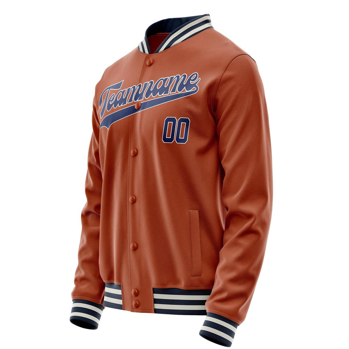 Custom Texas-Orange Navy Solid Color Varsity Letterman Jacket JA02240617JG439