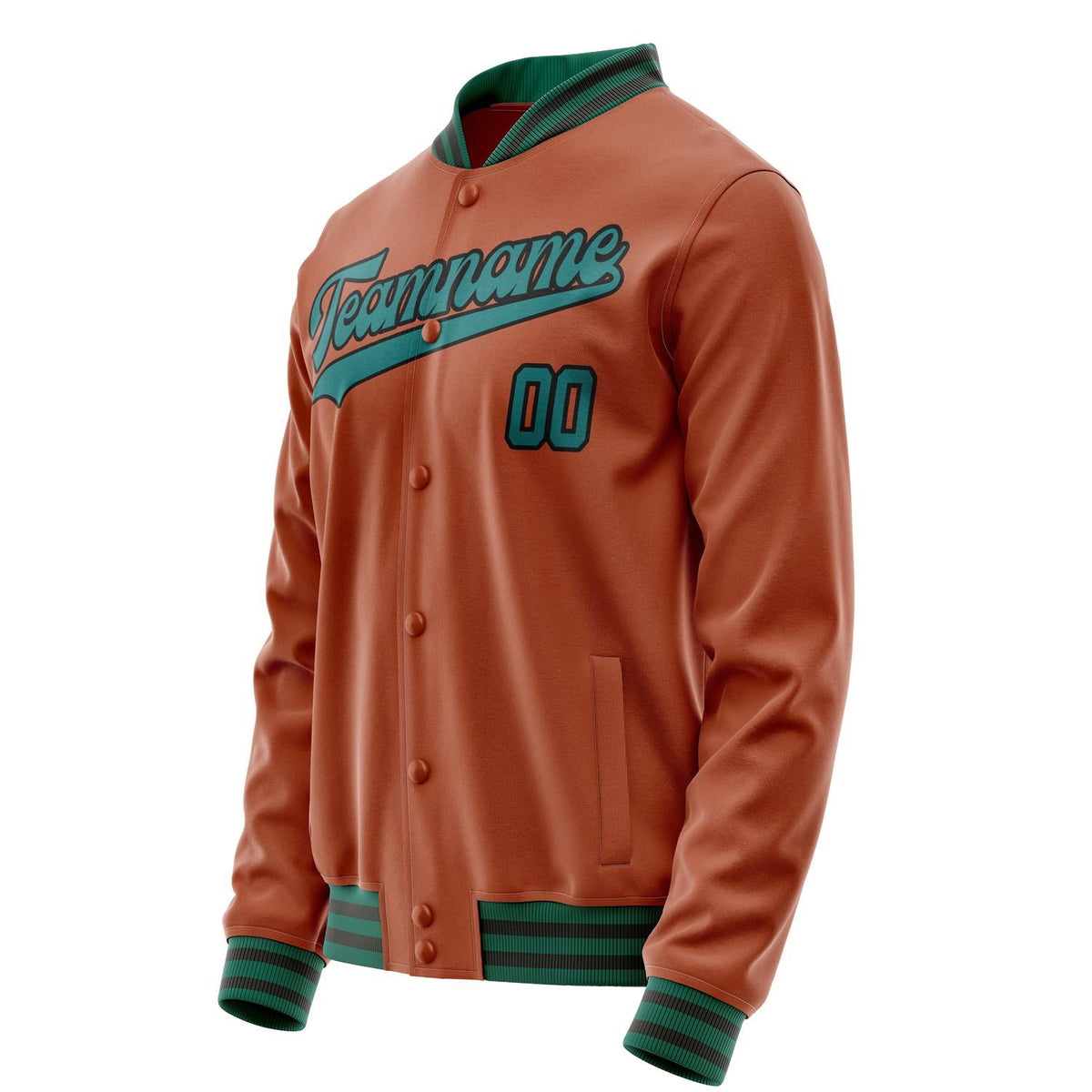 Custom Texas-Orange Teal Solid Color Varsity Letterman Jacket JA02240617JG440