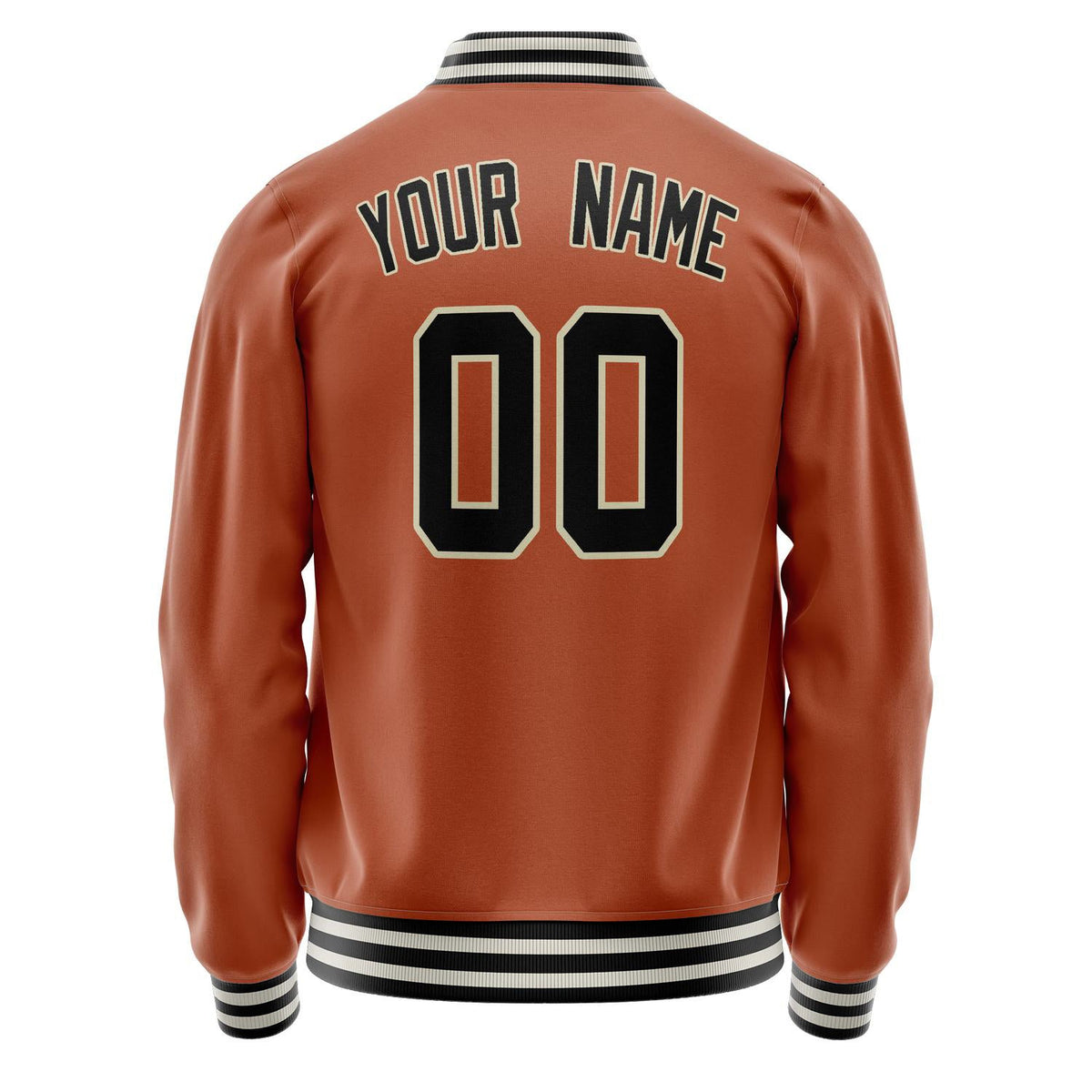 Custom Texas-Orange Black Solid Color Varsity Letterman Jacket JA02240617JG441