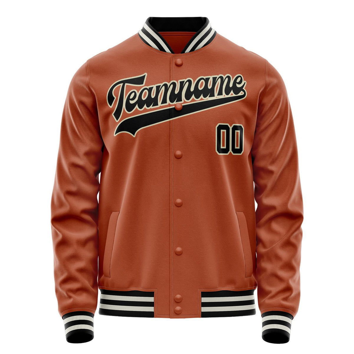 Custom Texas-Orange Black Solid Color Varsity Letterman Jacket JA02240617JG441