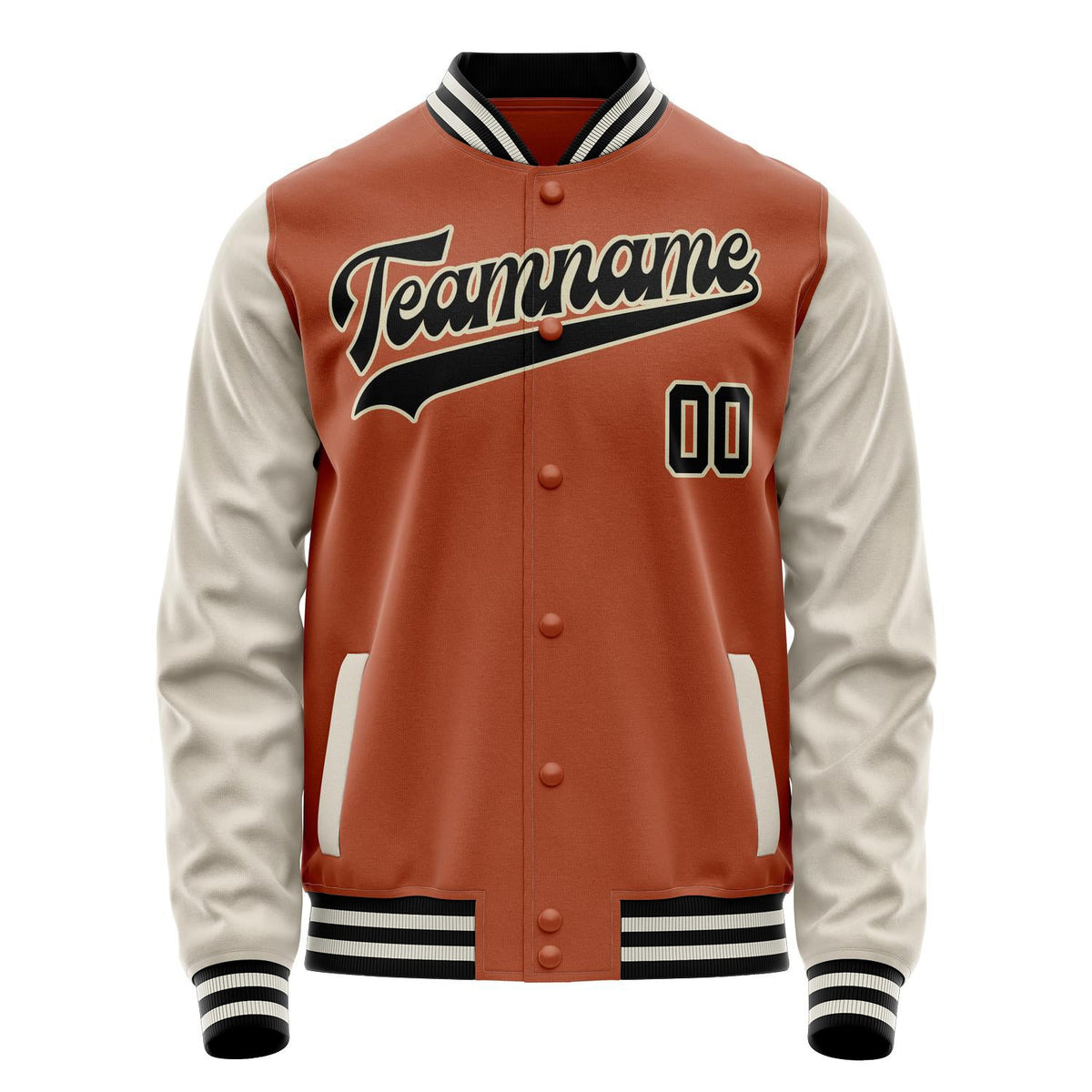 Custom Texas-Orange Cream Solid Color Varsity Letterman Jacket JA02240617JG442