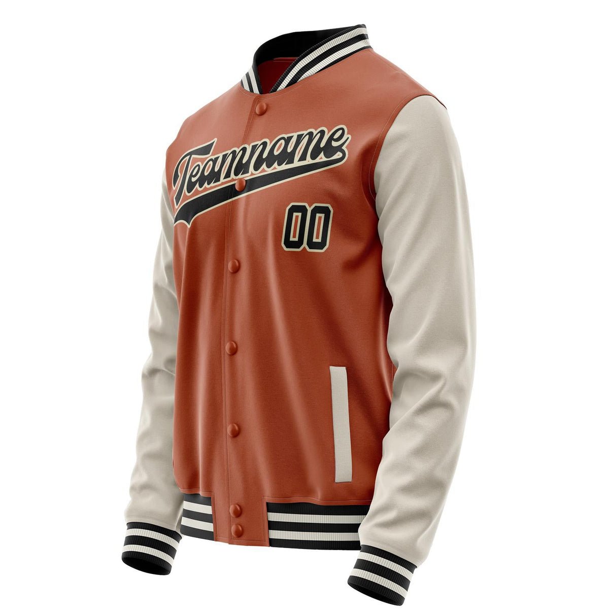 Custom Texas-Orange Cream Solid Color Varsity Letterman Jacket JA02240617JG442